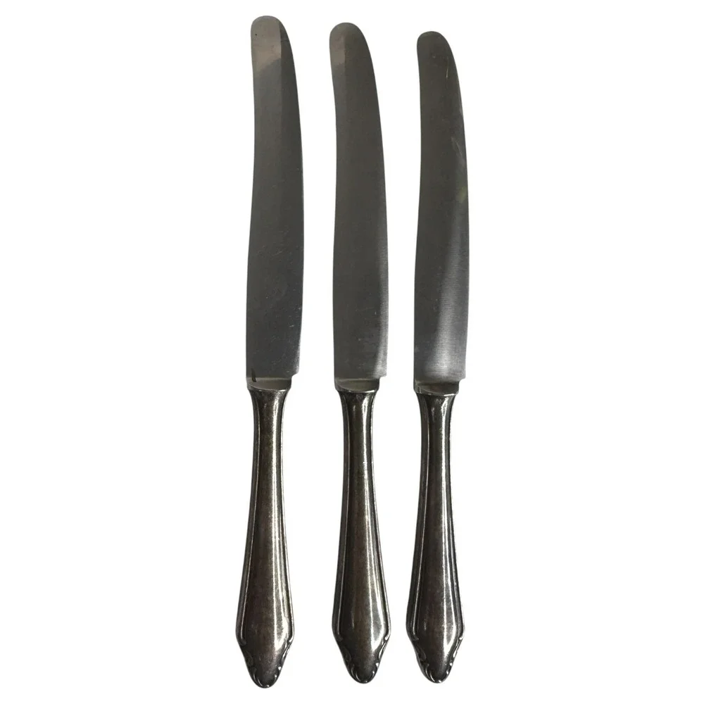 12 Walter Breuker W&B Rostfrei Dinner Knife Set Silverplate Vintage Germany